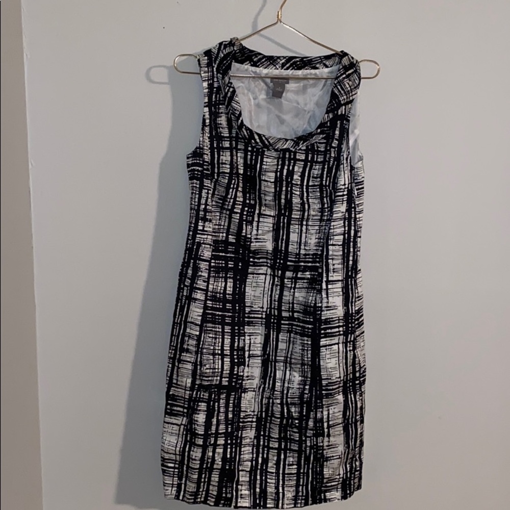 Ann Taylor black and white grid dress, boatneck